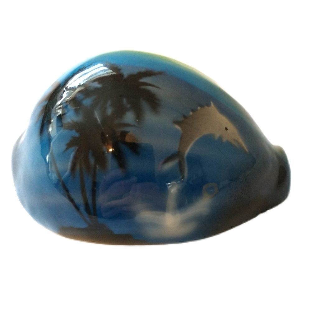 Large Vintage Hand Painted Cowrie Shell Tropical Beach Souvenir Coastal Decor